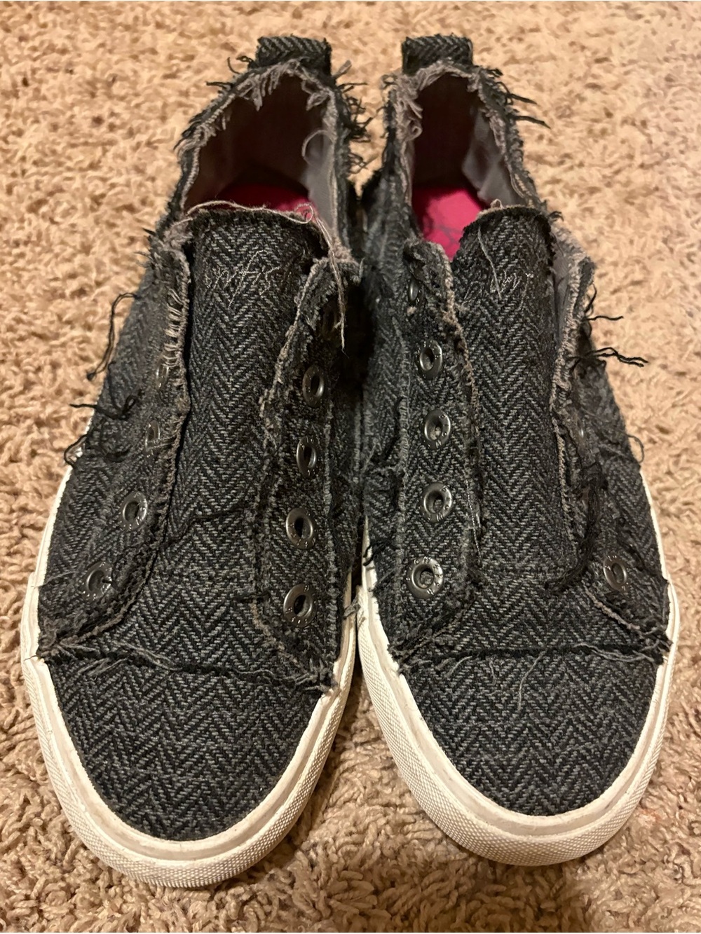 Blowfish Charcoal Herringbone Slip-On Sneakers with White Sole